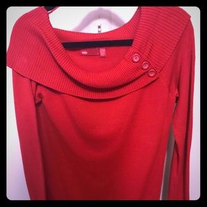 Off the shoulder red sweater